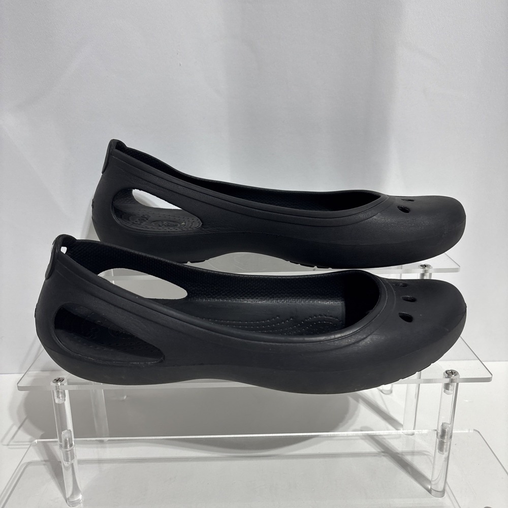 CROCS Women's Slip-On Cutout Kadee Flats Slip on Size 10 W Black